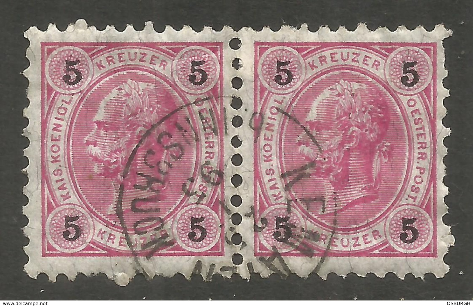 AUSTRIA / TYROL. 1890. KAISERKOPF. 5kr ROSE PAIR. USED KEMATEN Bei INNSBRUCK - Oblitérés