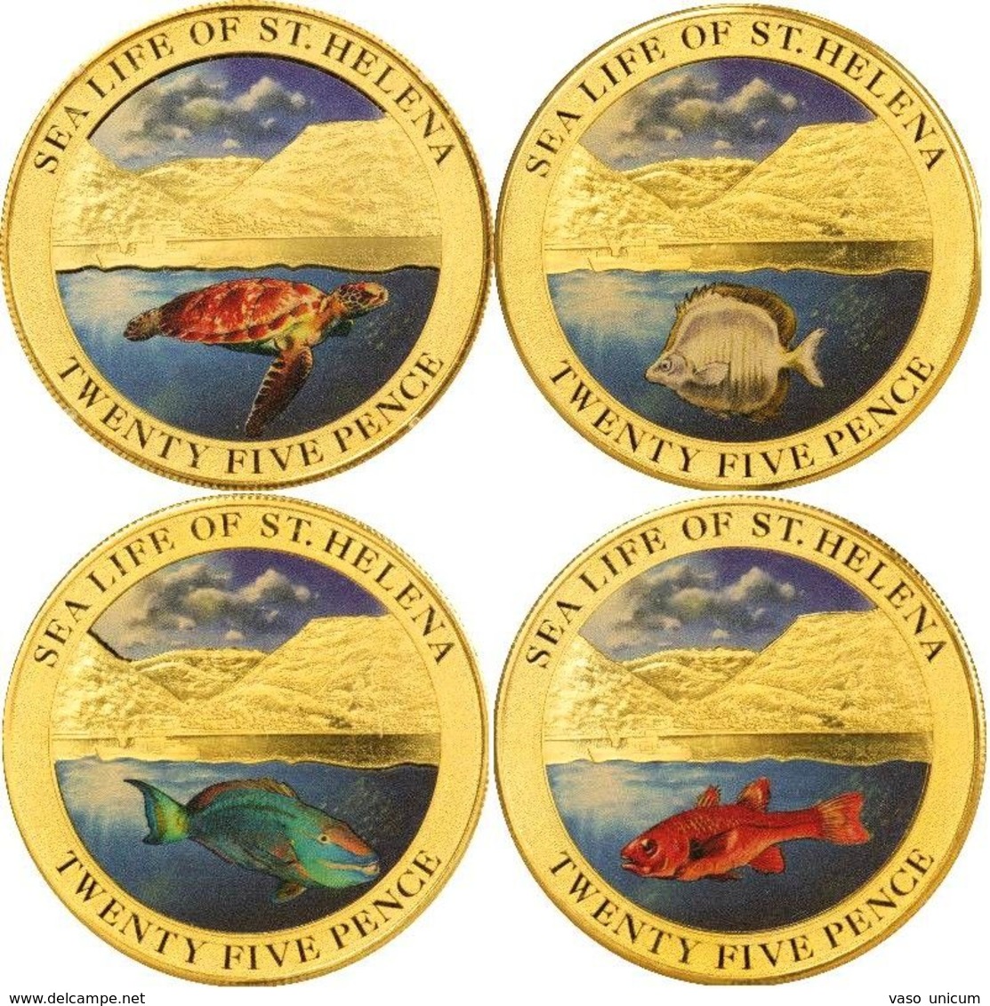 St Helena  4 X 25 Pence 2013 Fish - Sainte-Hélène