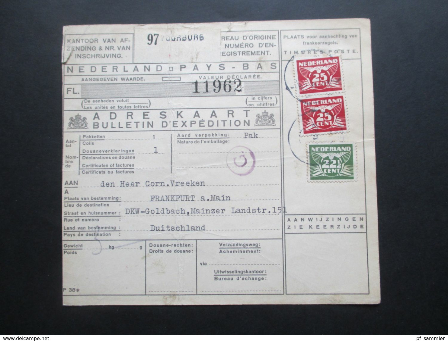 Niederlande 1943 Paketkarte Mit Zensur Der Wehrmacht / Zensurbeleg - Lettres & Documents