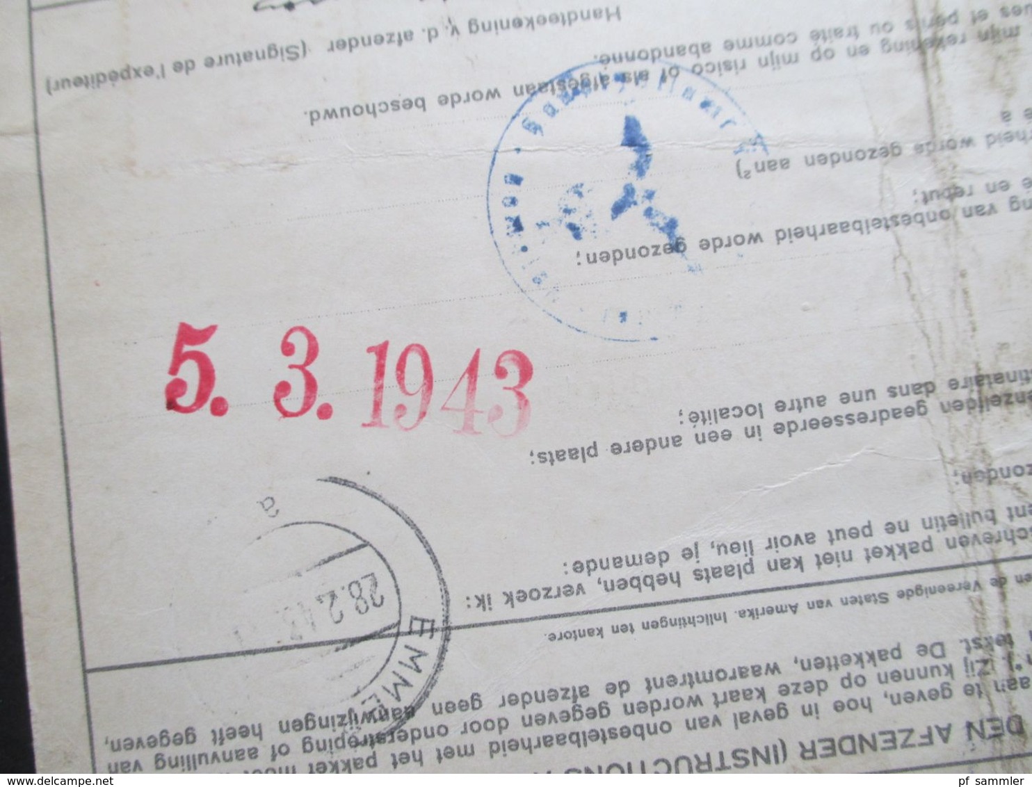 Niederlande 1943 Paketkarte Mit Zensur Der Wehrmacht / Zensurbeleg - Lettres & Documents