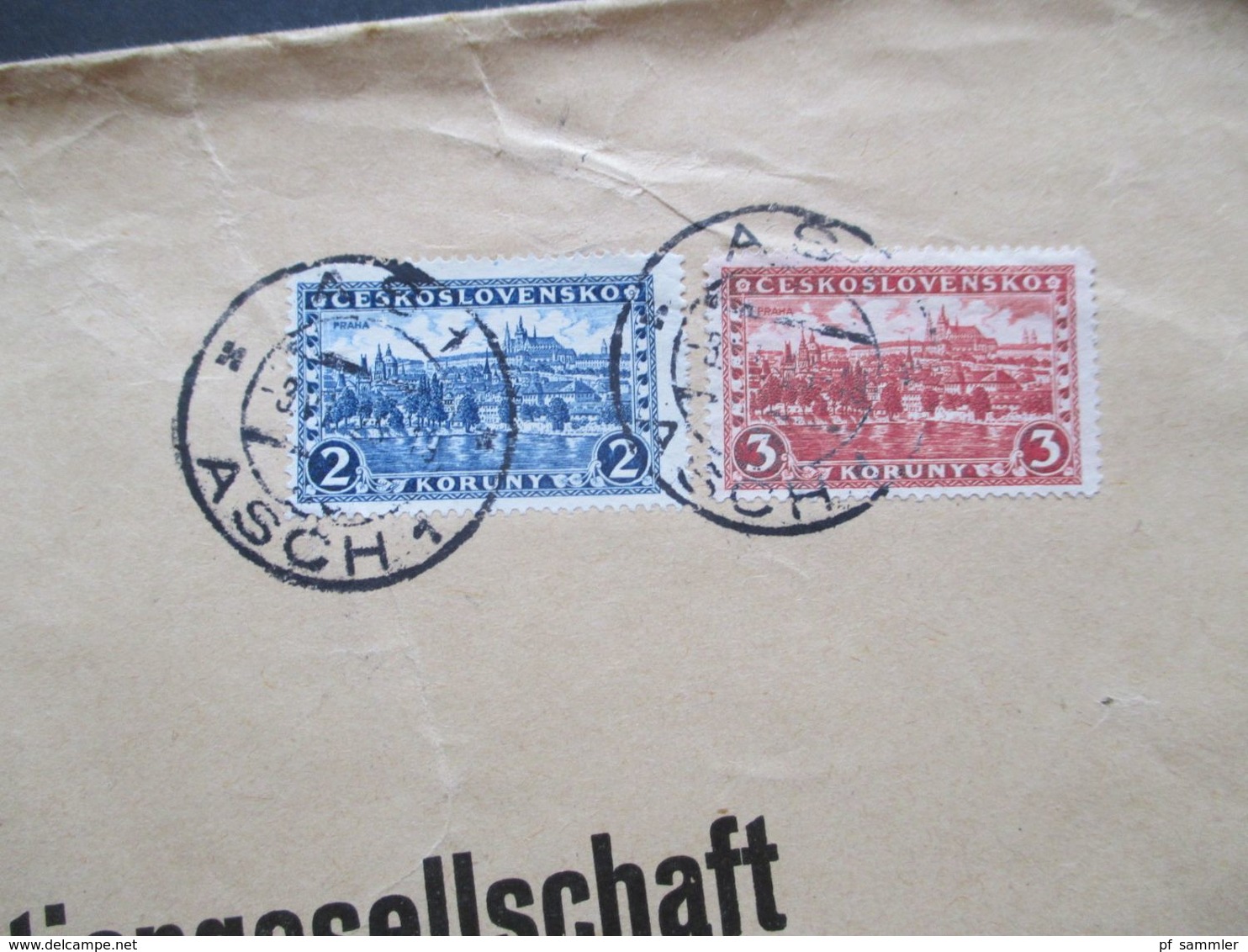 CSSR Um 1928 Stempel Asch 1 An Die IG Farben Abteilung Kunstseide Verkauf In Berlin Asch In Böhmen (Sudetenland) - Storia Postale