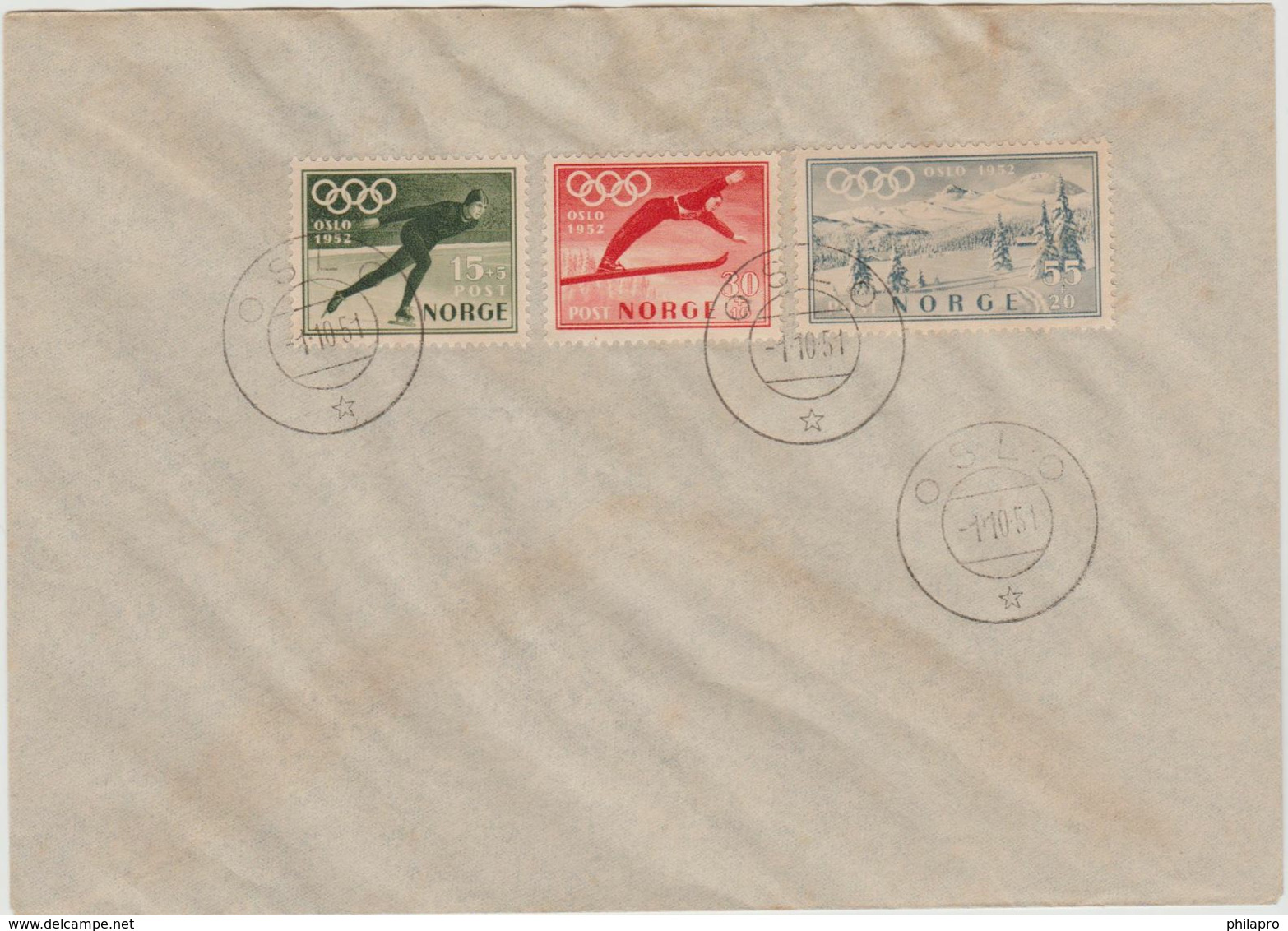 NORVEGE / NORWAY    FDC  OLYMPIC 1952  Réf  Q 556 - Hiver 1952: Oslo