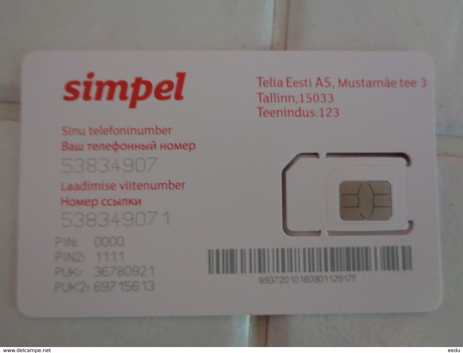 Estonia GSM/SIM Phonecard ( MINT ) - Estonia