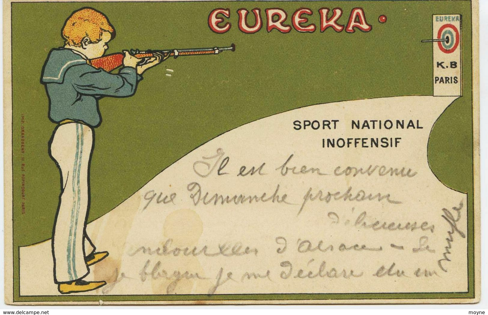 5181 - Sport -  TIR  ( Armes)  SPORT NATIONAL INOFFENSIF  -  EUREKA -  K.B. PARIS  1901  Fusil A Flechettes Jouet  Rare - Waffenschiessen