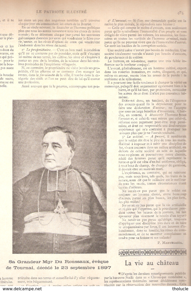 La Maison De Flandre -3 Générations-Mgr Du Roussaux-Tournai-La Révolte Aux Indes-Vilvorde-Le Patriote Illustré 3/10/1897 - Tijdschriften - Voor 1900