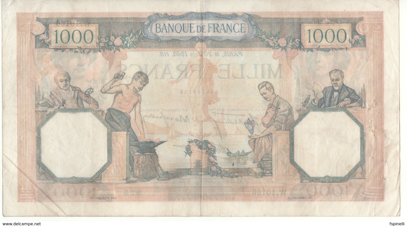 FRANCE   1'000  Francs   P90  "Cérès Et Mercure"   Dated  20 Juin 1940 - 1 000 F 1927-1940 ''Cérès Et Mercure''