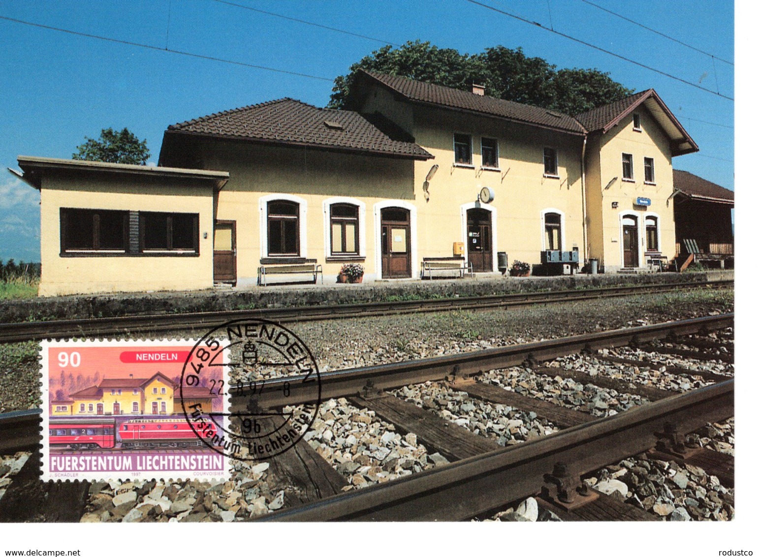 Liechtenstein 1997  Bahnhof  Nendeln Maximum Karte - Treni