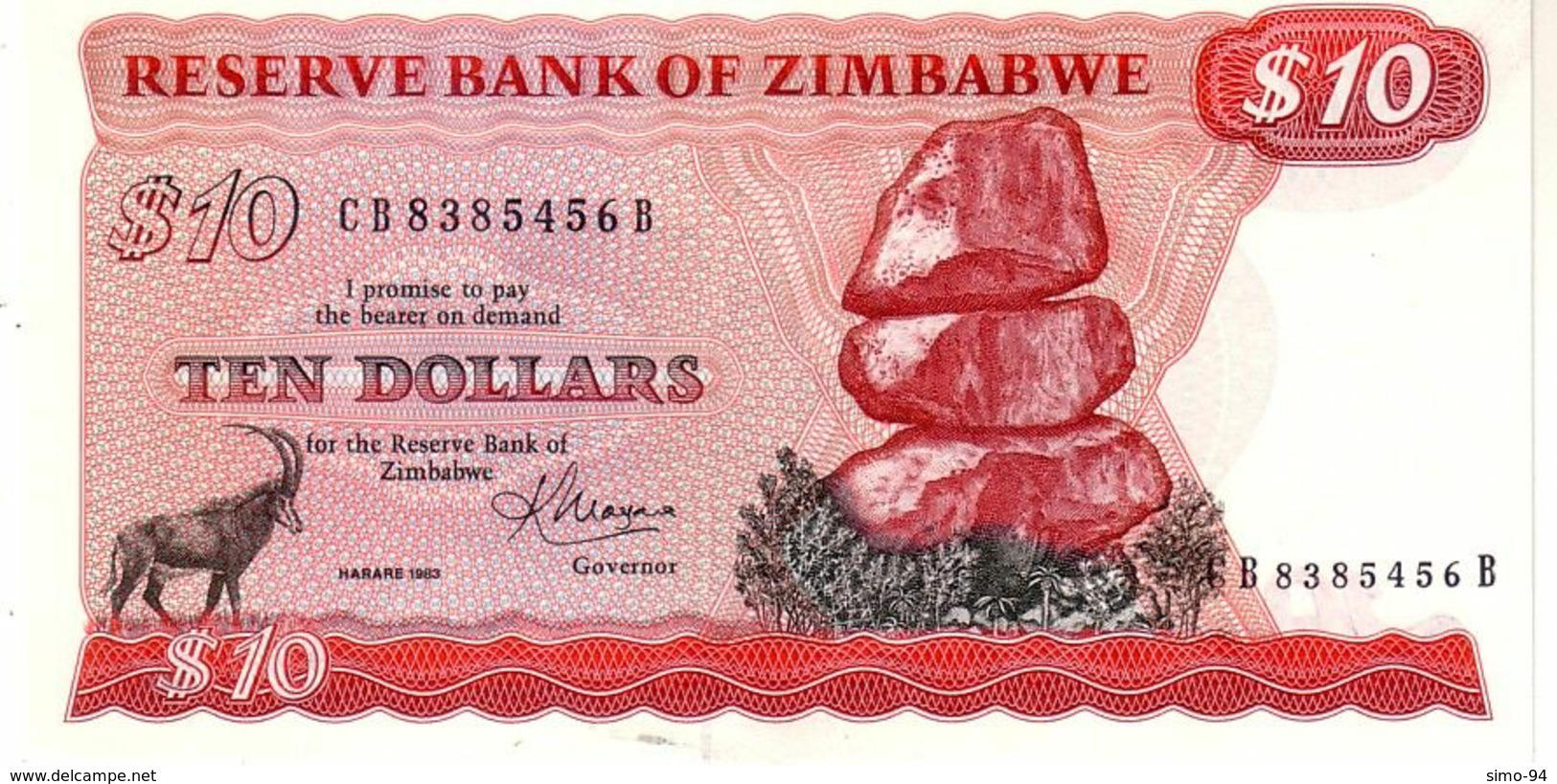 Zimbabwe P.3d 10 Dollars 1983 Unc  Unc - Zimbabwe