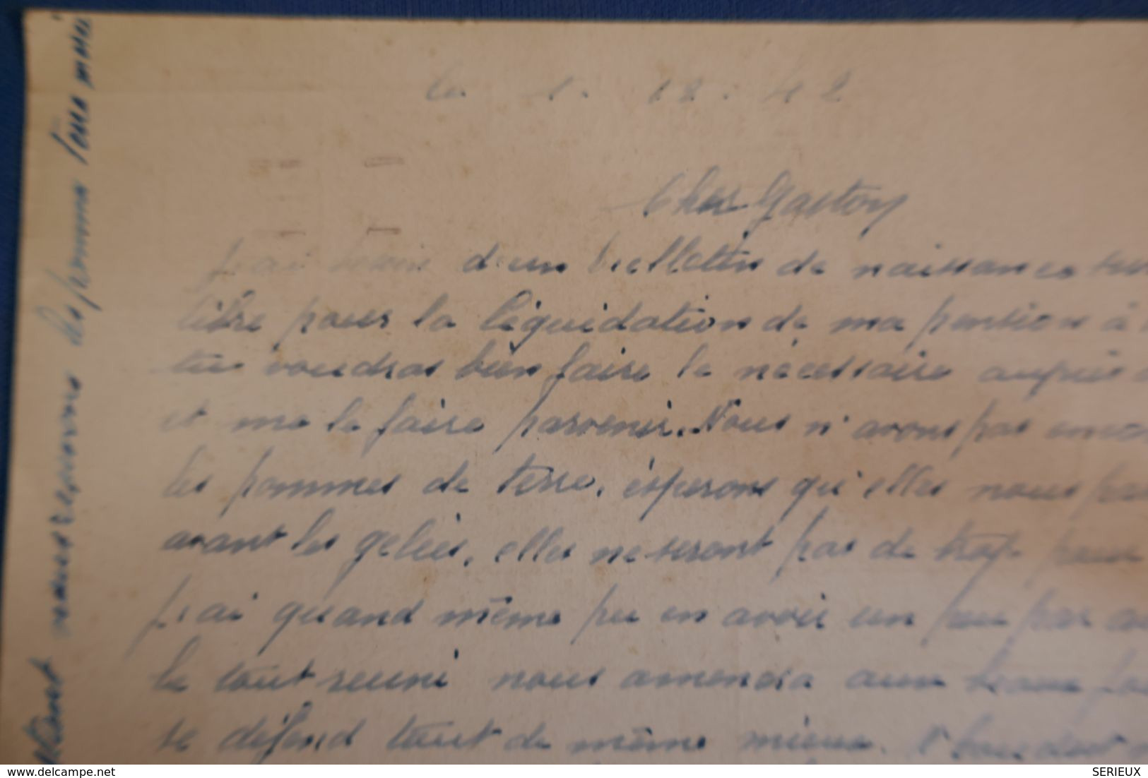 D58 FRANCE CARTE 1942 PARIS POUR PUY DE DOME 1F20 + TEMOIGNAGE - Briefe U. Dokumente