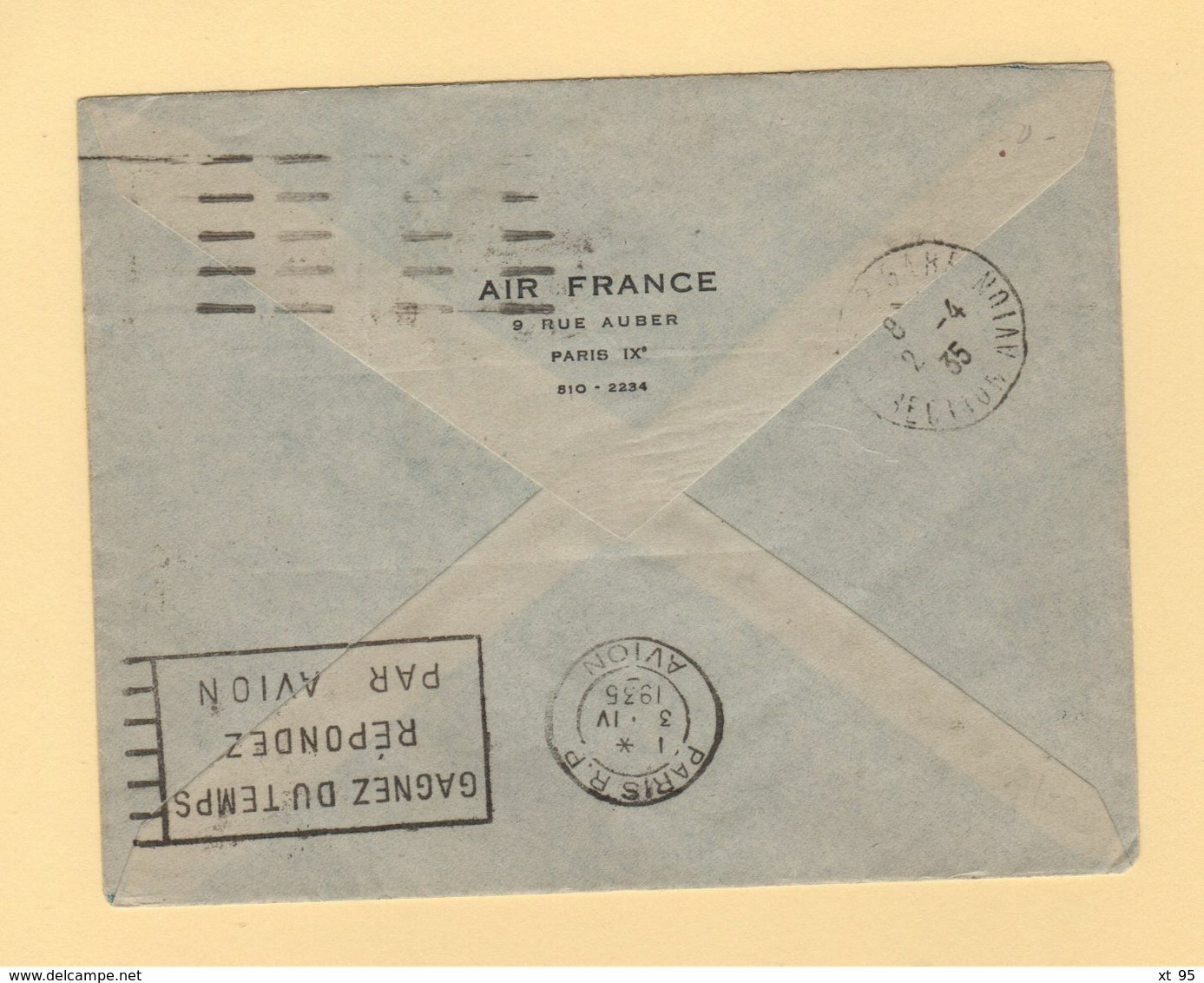 Algerie - Premier Vol Alger Paris Dans La Journee - 2 Avril 1935 - Airmail