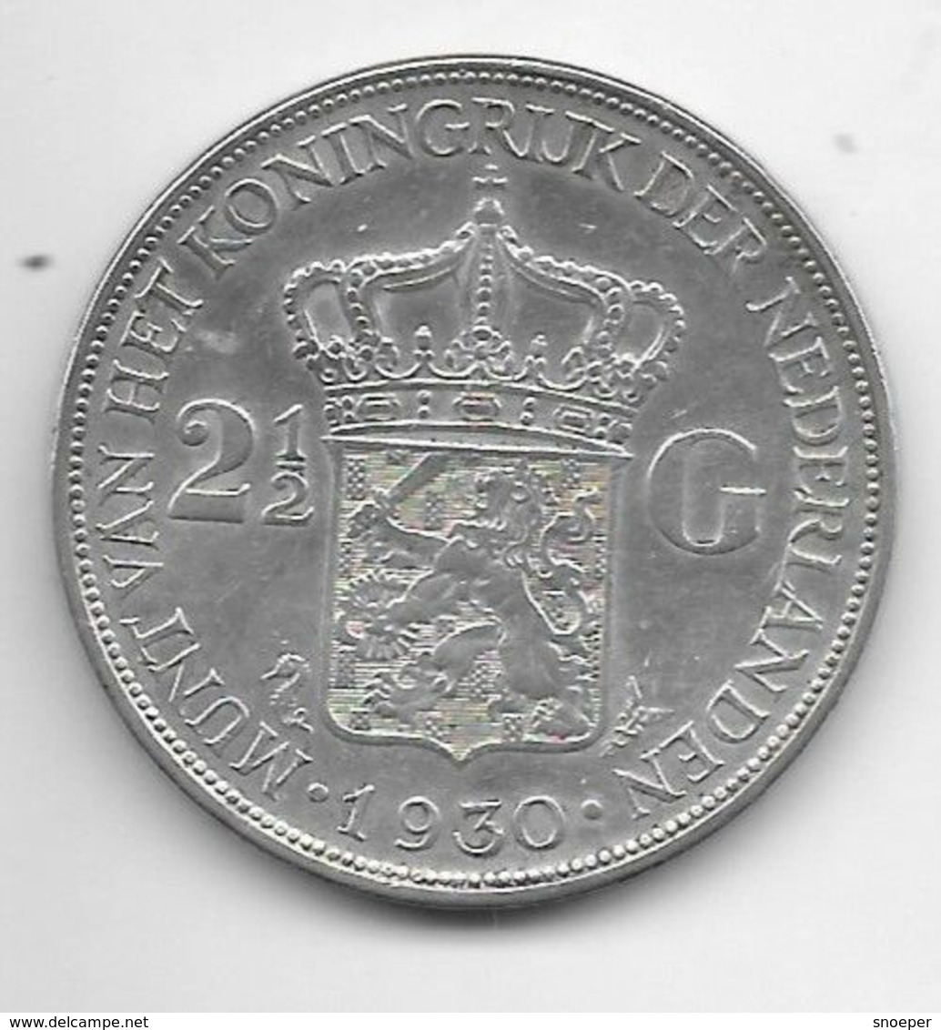 *netherlands 2,5 Gulden 1930  Km 165 - 2 1/2 Gulden