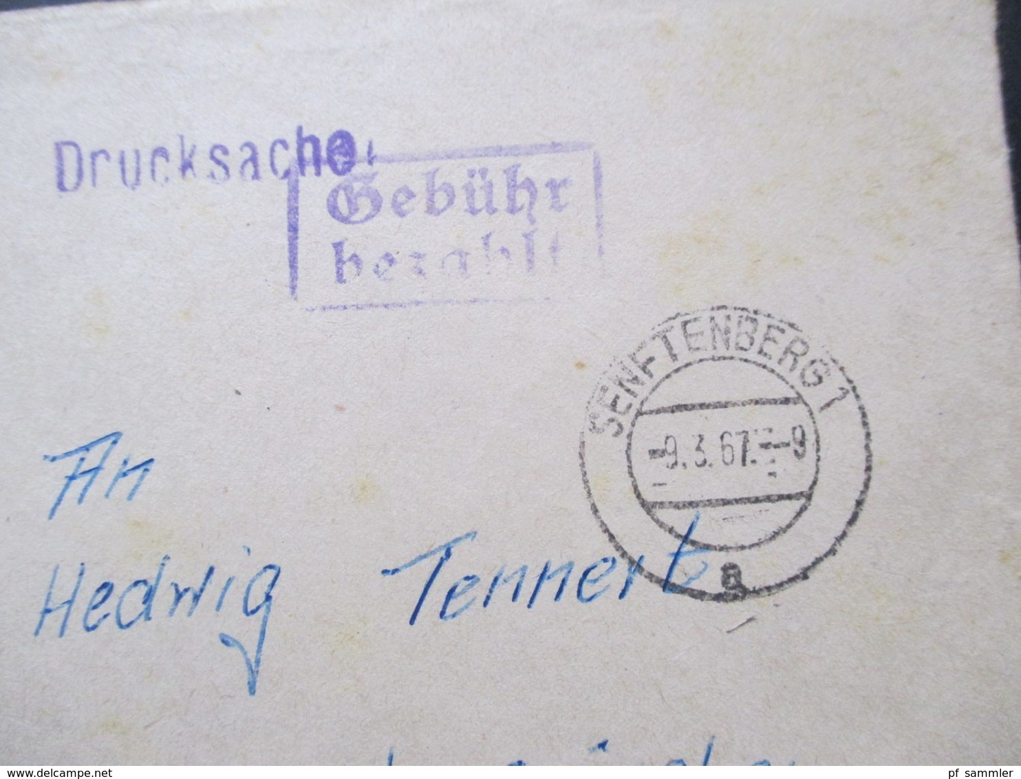 DDR Stempel Gebühr bezahlt Senftenberg 1967 Drucksache VEB Wasserversorgung und Abwasserbehandlung Cottbus / Senftenberg