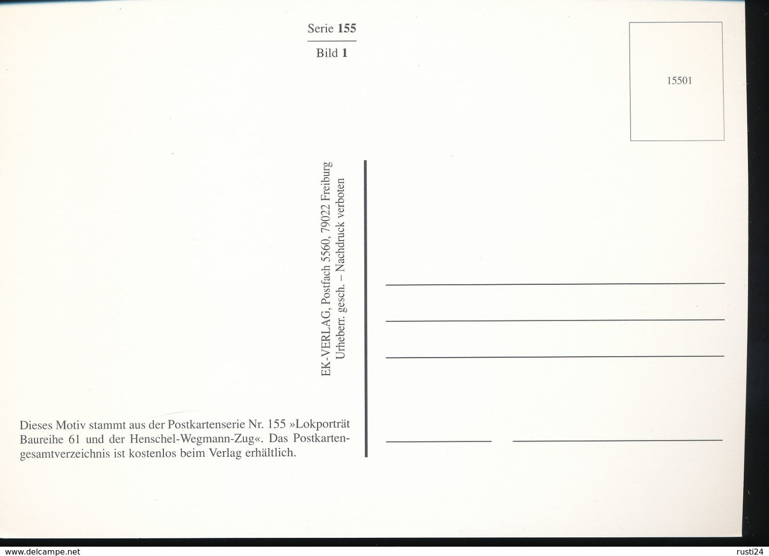 Nr. 155 Lokportrat Baureihe 61 Und Der Henschel - Wegmann - Zug --  Bild 1 - Treinen