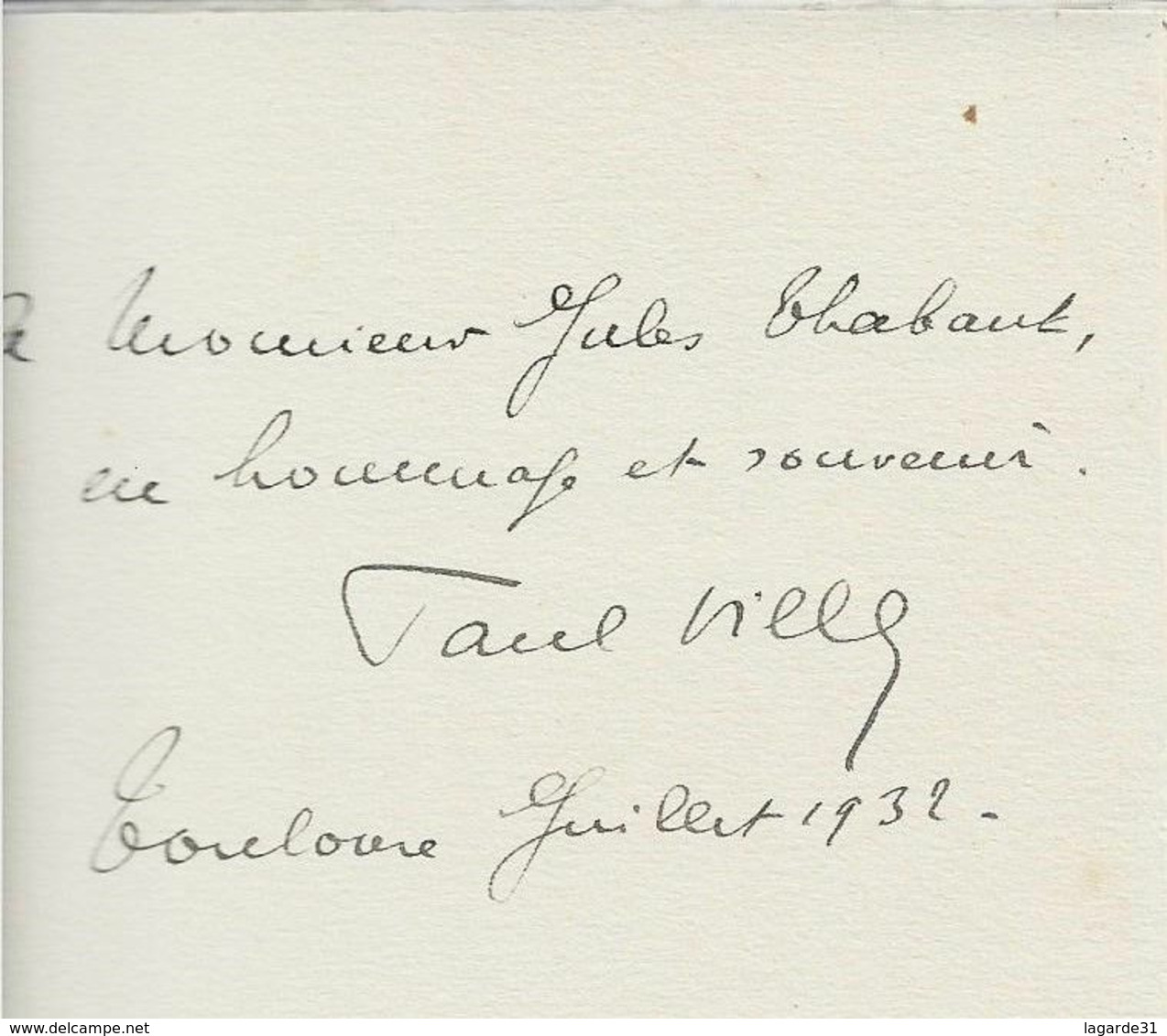 1932 - Paul VILLA - Le Sortilege  - Poemes - Dédicace De L'auteur à Jules Thabaut - Livres Dédicacés