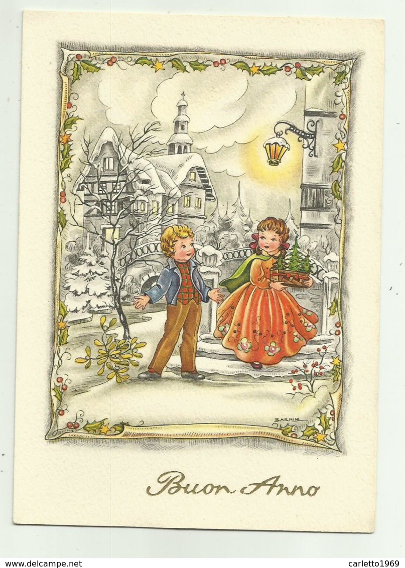 BIGLIETTO BUON ANNO BAMBINI ILLUSTRAZIONE BARNINI - CM. 15X10,5 - NV  FG - Sonstige & Ohne Zuordnung