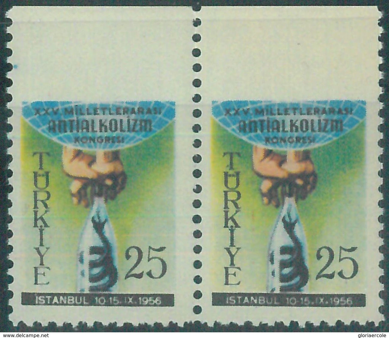 88700 - TURKEY - STAMPS - Pair Of Stamps With  PERFORATION ERROR: Alcohol Abuse - HEALTH - Snakes - Toeva