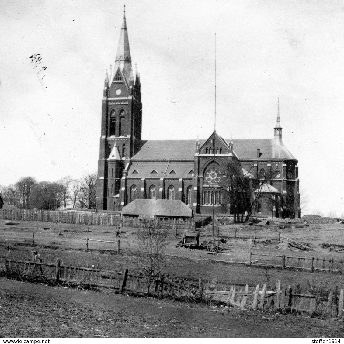 Litauen - Kielmy - Kelme ? Kirche Eglise Wirballen ?? (aus Album)  Soldats Allemande  -guerre 14/18-WWI  Photo Allemande - Lituanie