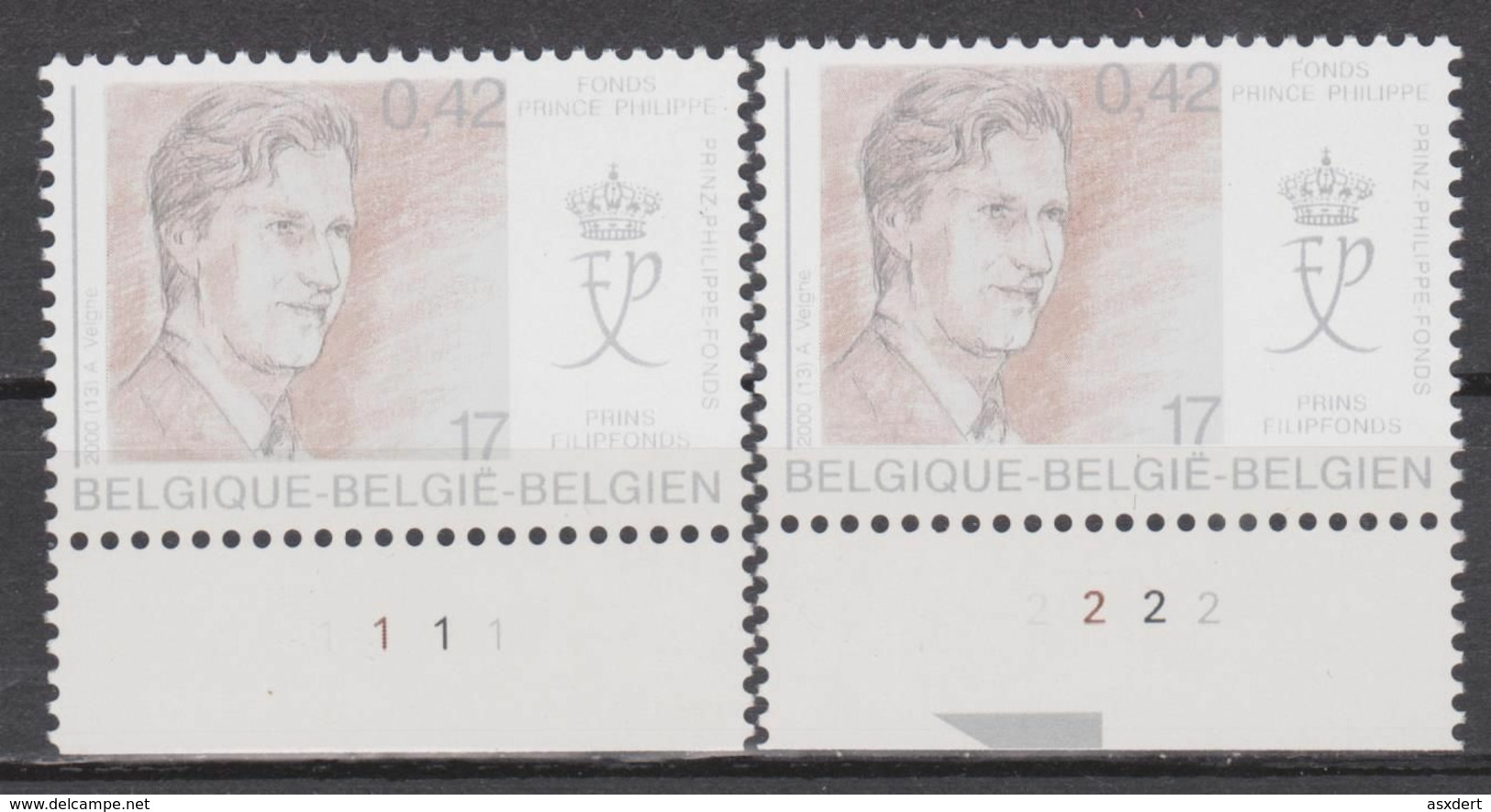 Nr. 2906 ** Pl.1 - 2 Prins Filip Fonds Zm. - 1991-2000