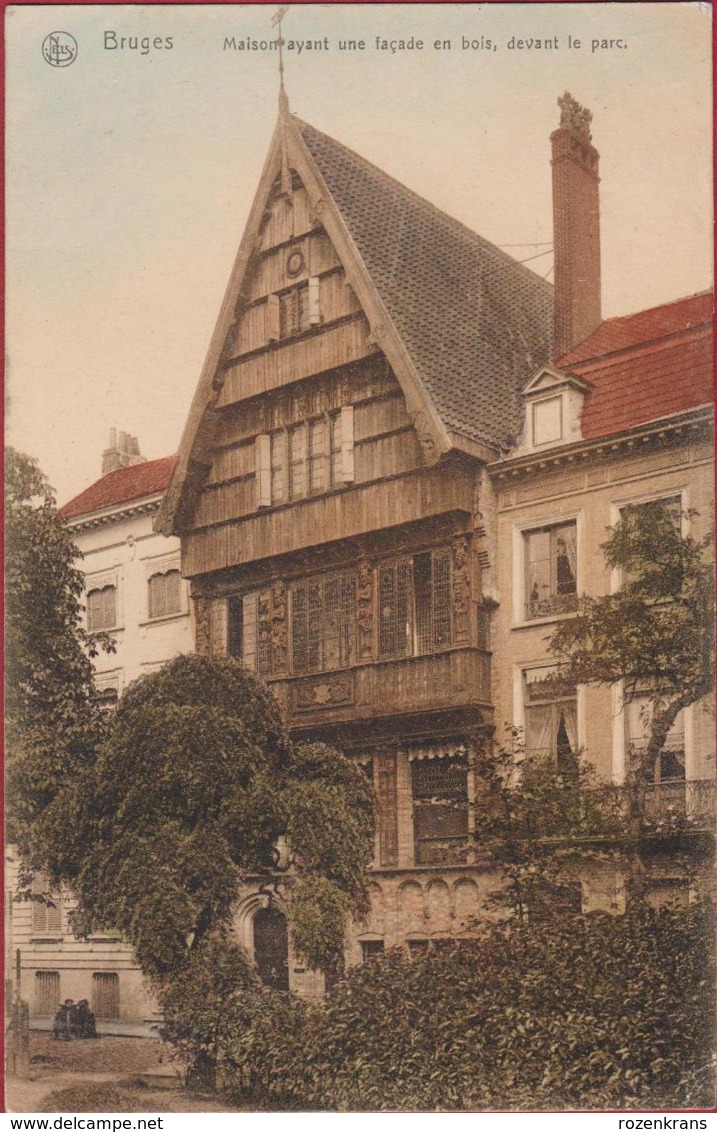 Brugge 1909 Bruges Maison Ayant Une Facade En Bois Houten Gevel Voorgevel Colorisee Ingekleurd (In Zeer Goede Staat) - Brugge