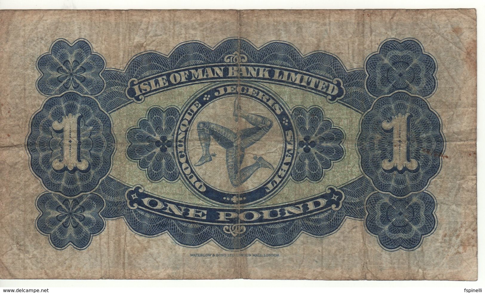 ISLE Of MAN   1 Pound  P6b  (Isle Of Man Bank Ltd)  Dated 27th April 1939 - 1 Pound