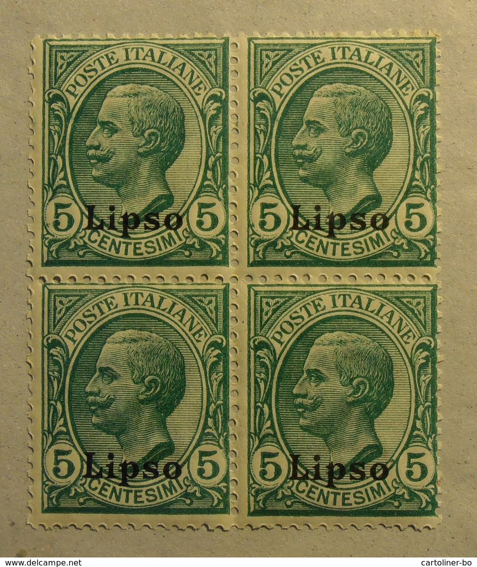 Quartina Lipso 5 Cent. Vittorio Emanuele III Leoni - Aegean (Lipso)