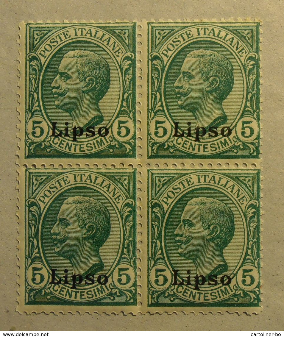 Quartina Lipso 5 Cent. Vittorio Emanuele III Leoni - Egeo (Lipso)