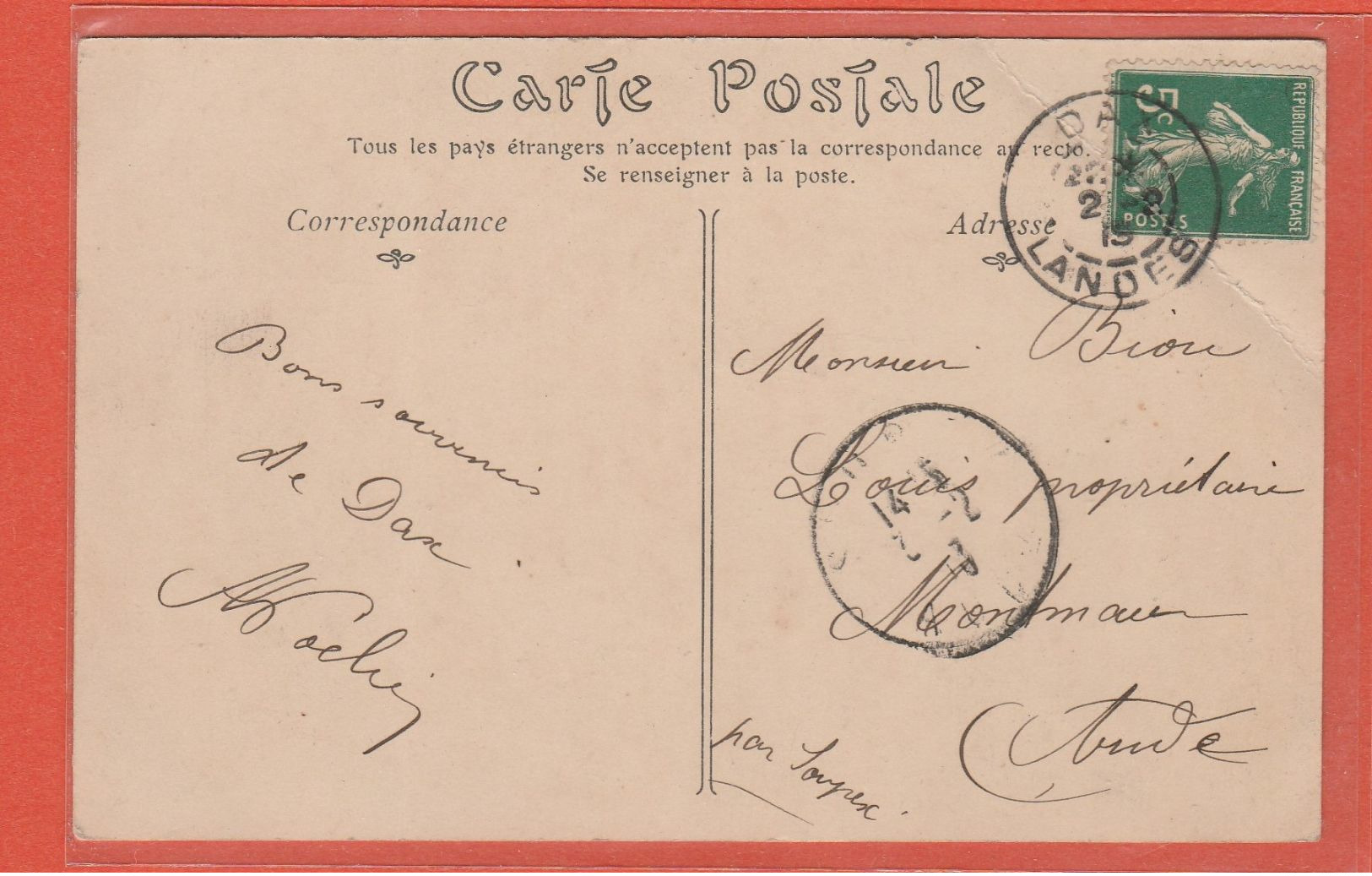 CPA Carte 40 Saint Paul Les Dax 40990 Route De Bayonne Attelage Bœufs Écrite Voyagé 1915 Recto/Verso - Other & Unclassified