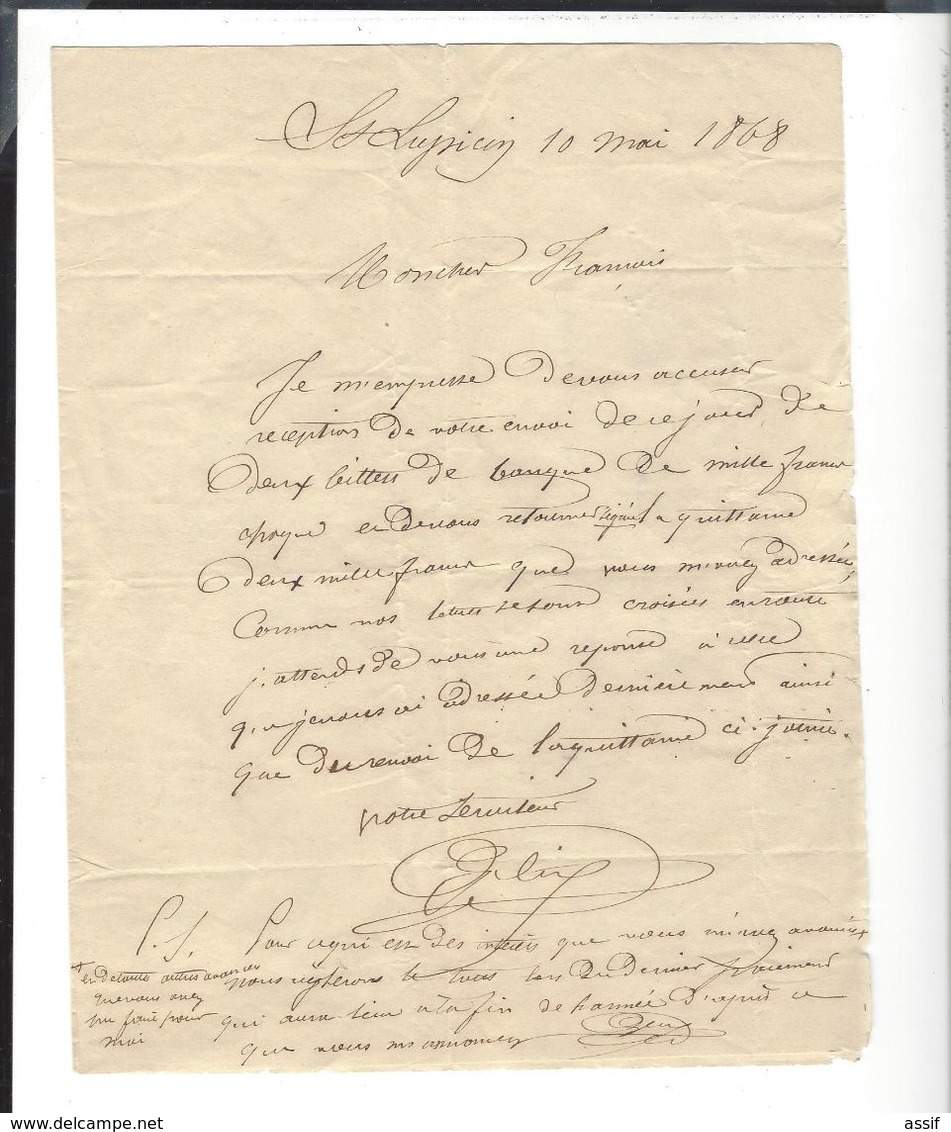 MOIRANS - DU - JURA  1868  B M ( Boite Mobile  - Saint - Lupicin  ) GC 2376  Pour Notaire Thervay ( Corr. Privée ) - 1863-1870 Napoléon III Lauré