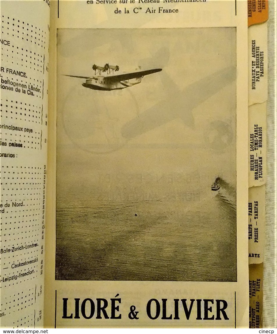 AIR FRANCE Indicateur Général Eté 1935 - 82 Pages Carte Publicité Photo Avion Hydravion Quadrimoteur Trimoteur Tourisme - Advertisements