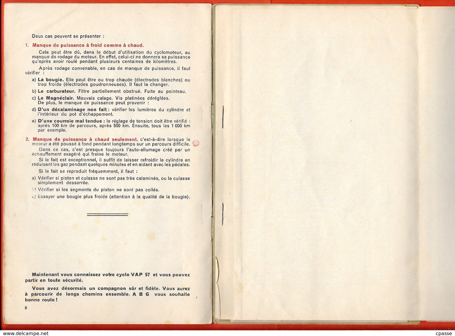 Notice d'entretien MOTEUR ABG VAP...(avec 2 dépliants...voir les Scans SVP) 92 COURBEVOIE