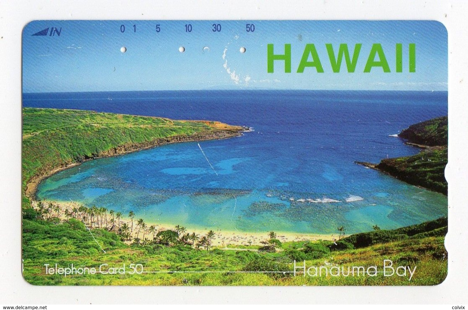 HAWAII TELECARTE JAPON Palmier HANAUMA BAY état Moyen - Hawaii