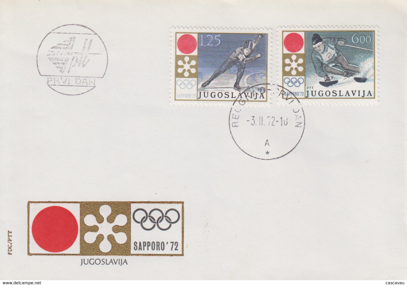 Enveloppe  FDC  1er  Jour  YOUGOSLAVIE   Jeux  Olympiques  D' Hiver   SAPPORO   1972 - Hiver 1972: Sapporo