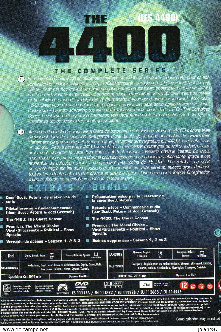 COFFRET   15 DVD    SERIES COMPLETES  -    THE 4400  - - Konvolute