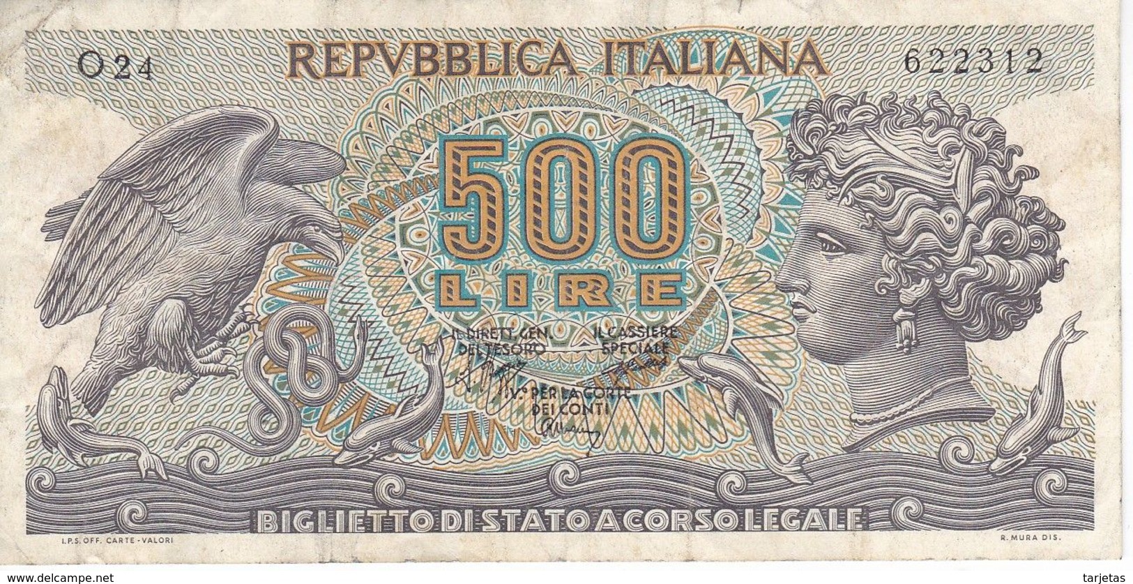 BILLETE DE ITALIA DE 500 LIRAS DEL AÑO 1970 -MEDUSA  (BANKNOTE) - 500 Lire