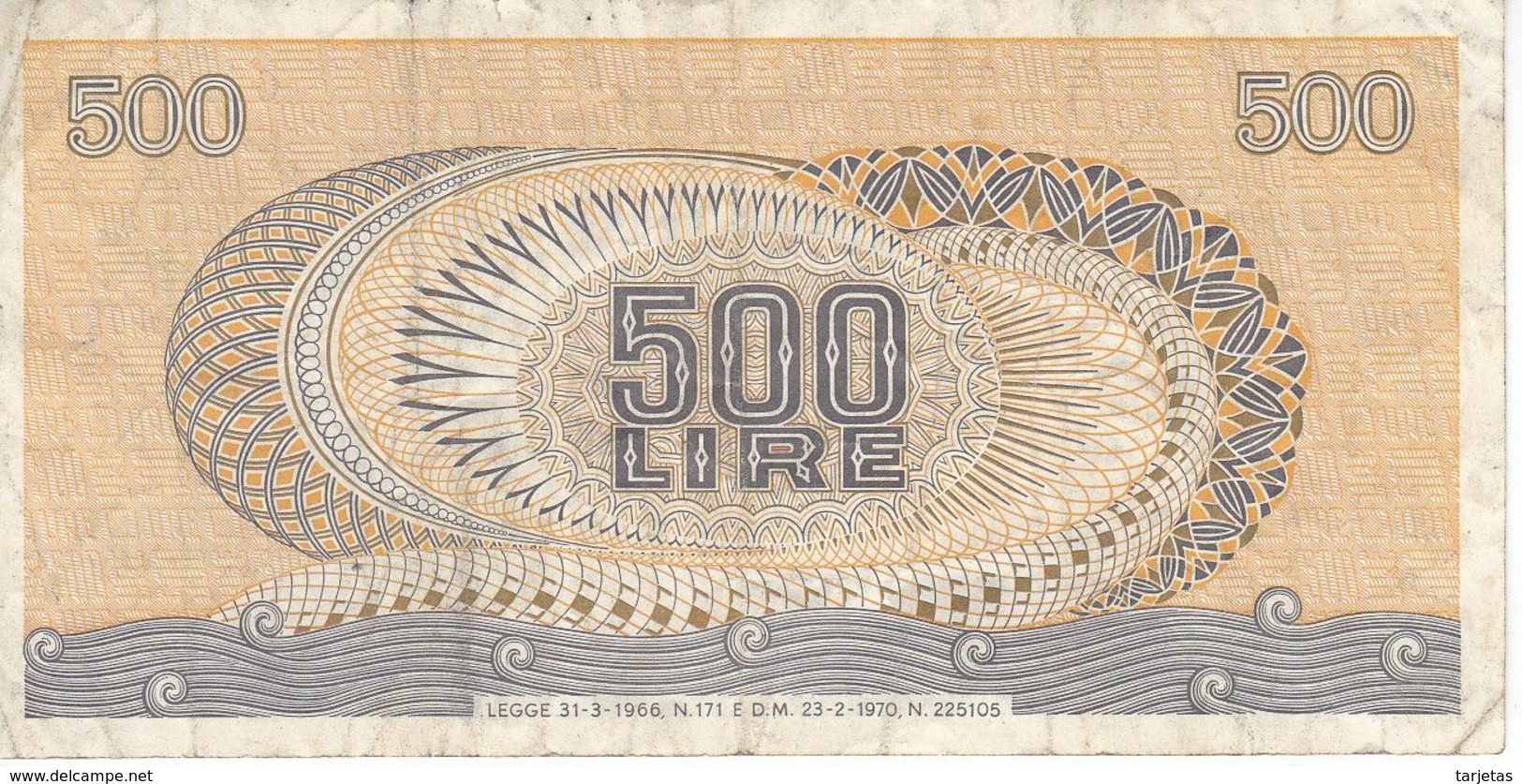 BILLETE DE ITALIA DE 500 LIRAS DEL AÑO 1970 -MEDUSA  (BANKNOTE) - 500 Lire