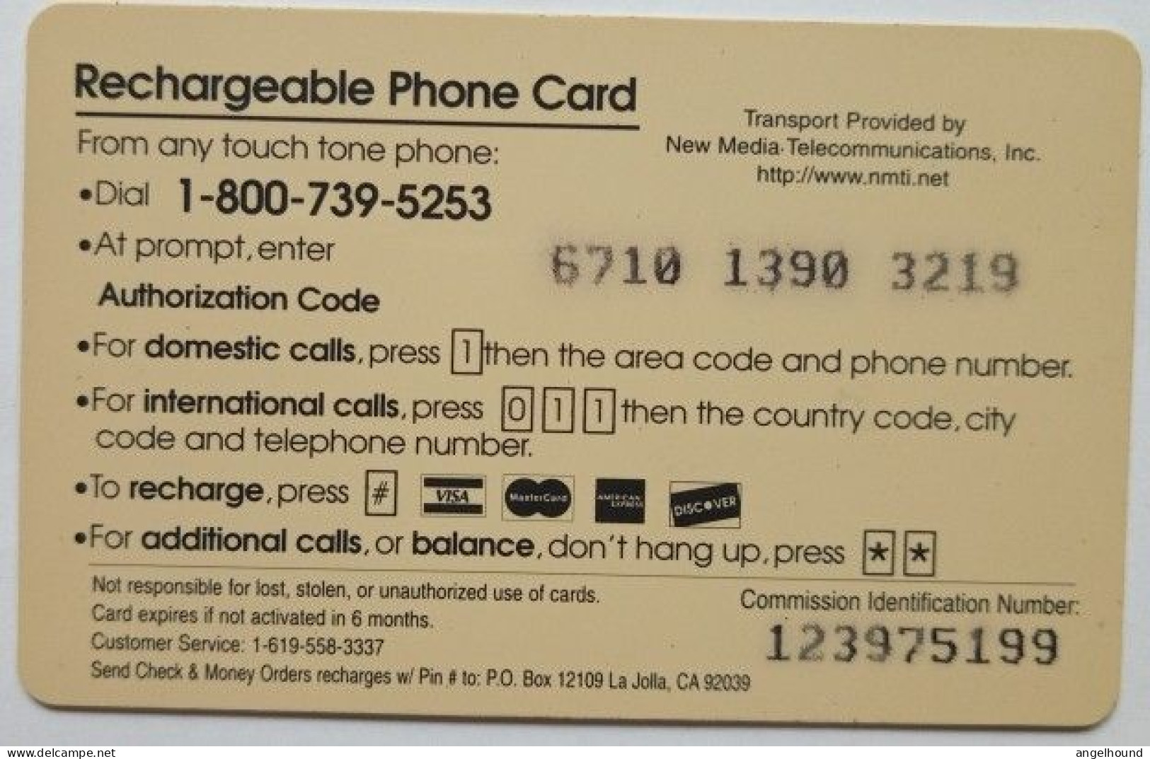 USA  19c Per Minute Prepaid Calling Card - Yosemite - AT&T