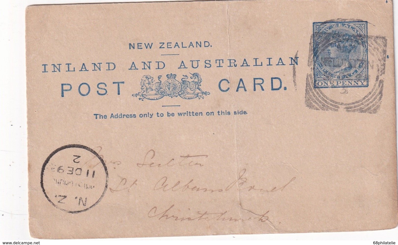 INOUVELLE-ZELANDE 1893     ENTIER POSTAL/GANZSACHE/POSTAL STATIONARY CARTE DE WELLINGTON - Covers & Documents