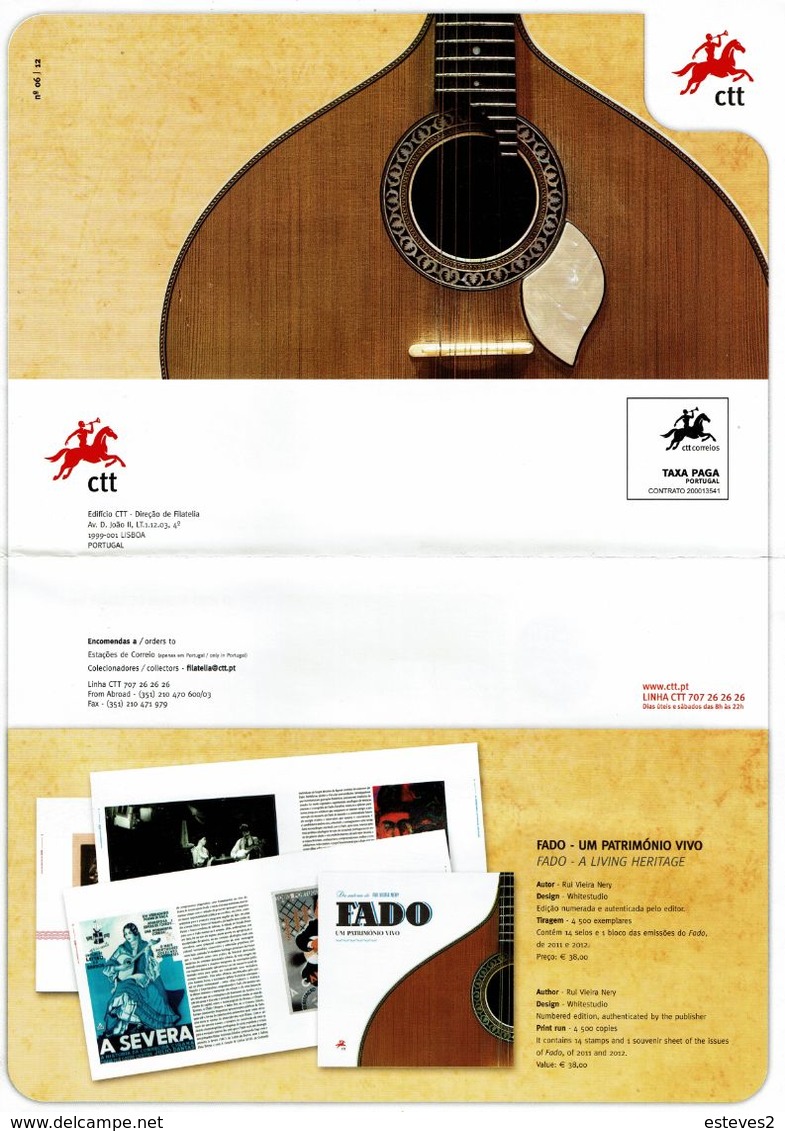 Portugal 2012 , Brochure  Pagela , Fado ,My Stamp Album , Portuguese Palaces , Sustainable Energy - Andere & Zonder Classificatie