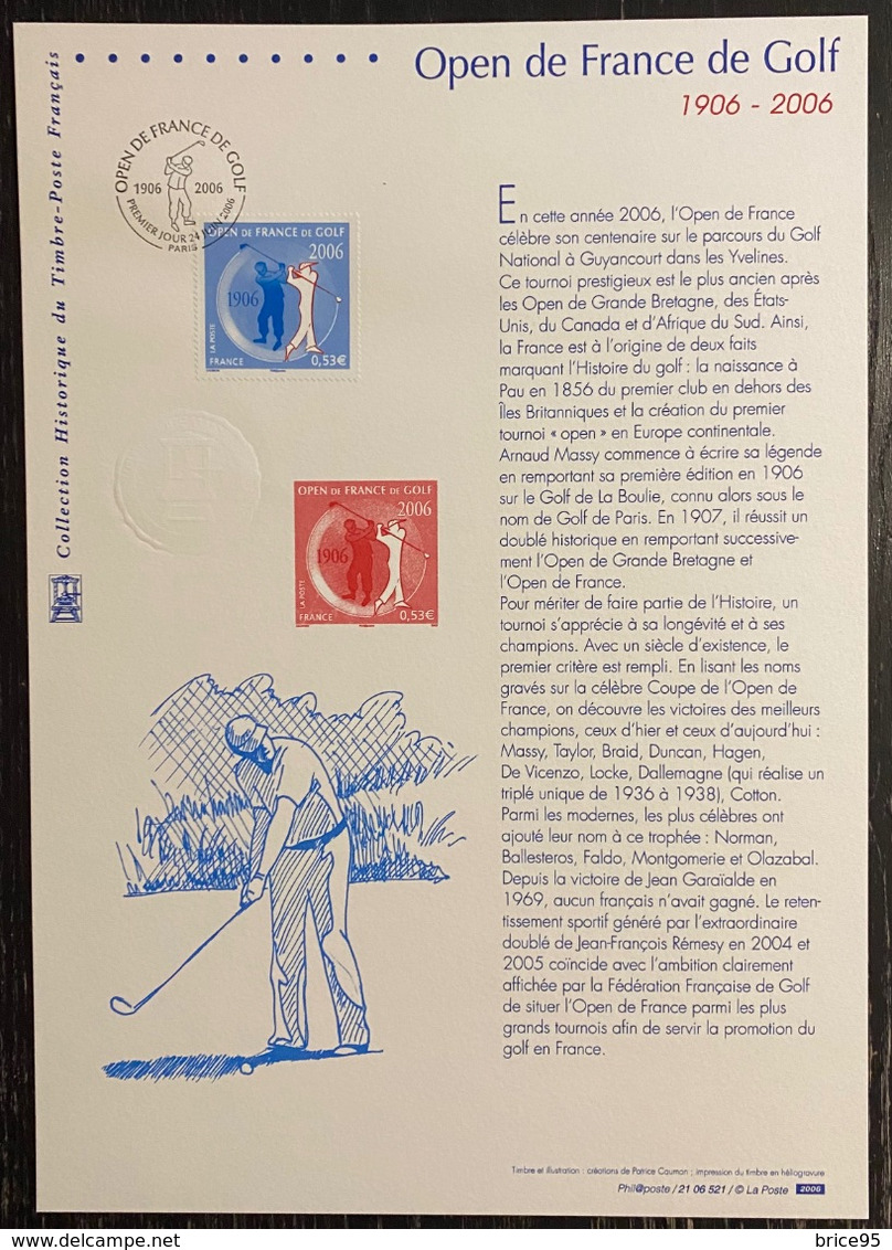 France - Document Philatélique - Premier Jour - FDC - Open De France De Golf - 2006 - 2000-2009