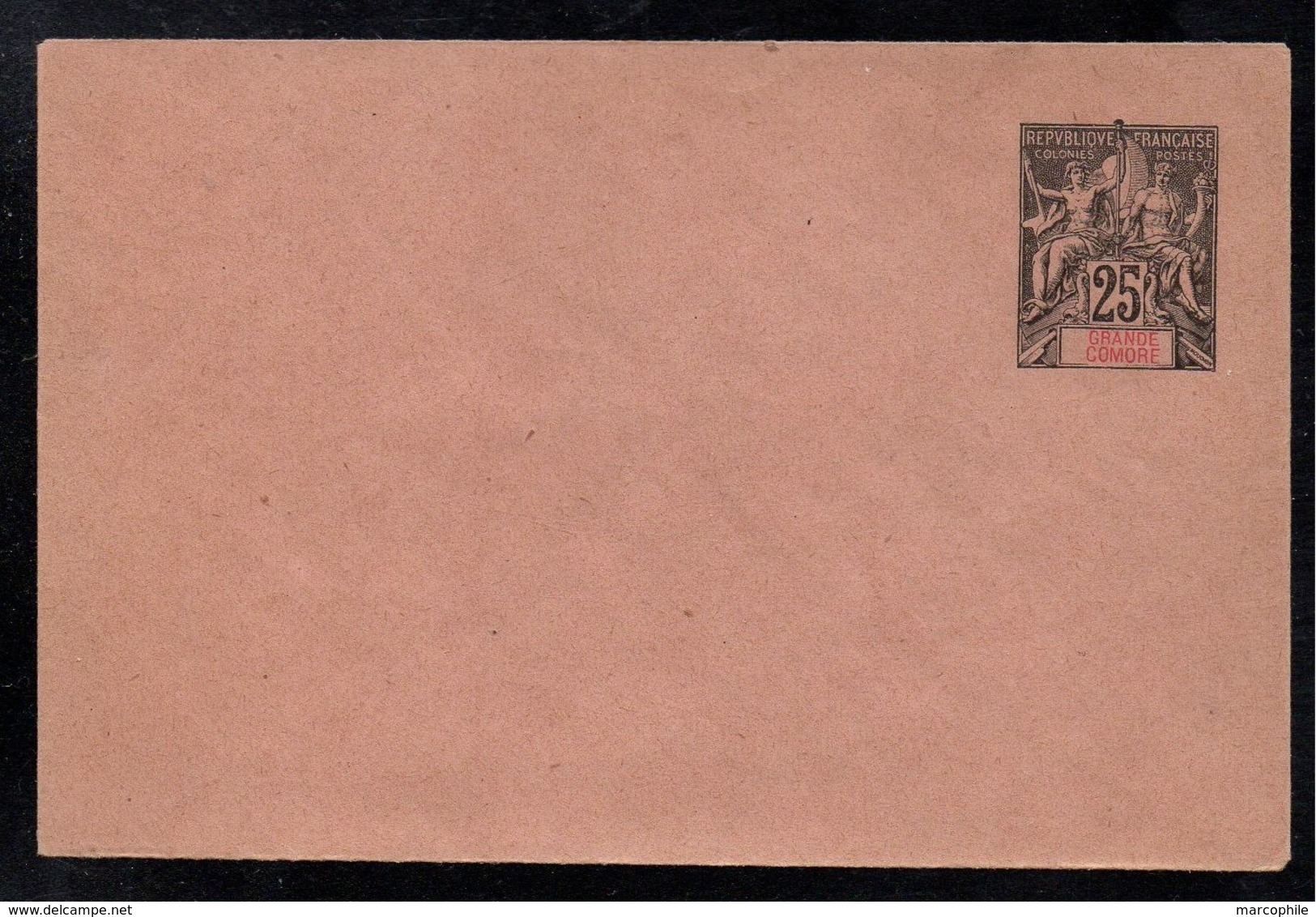 GRANDE COMORE / 1897 ENTIER POSTAL 25 C. NOIR/ROSE - ENVELOPPE / ACEP # 5 (ref LE3914) - Covers & Documents