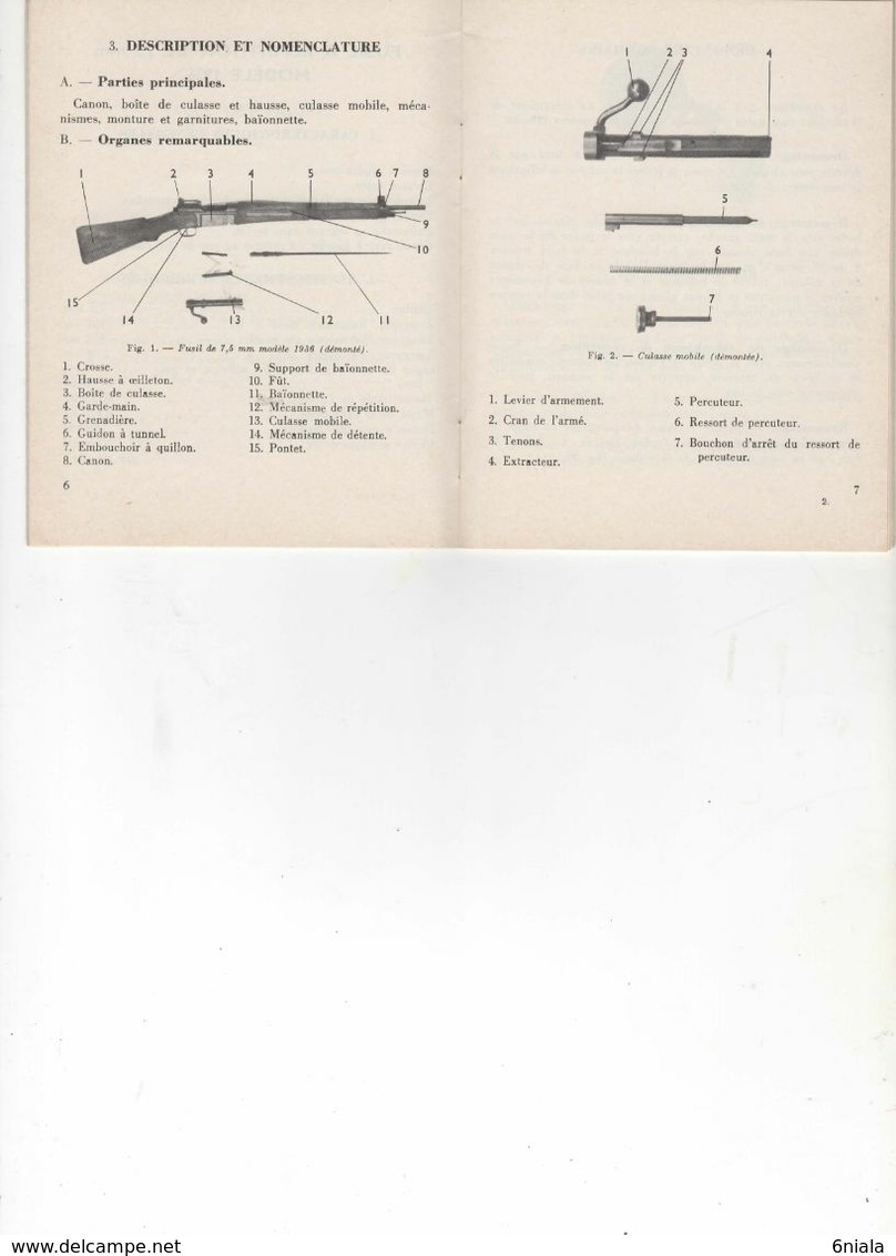 1857  Guide Technique FUSIL Répétition 7.5 Mm Modèle 1936, 36 CR  39 , M 1936 /51 ( Arme, Armement ) - Français