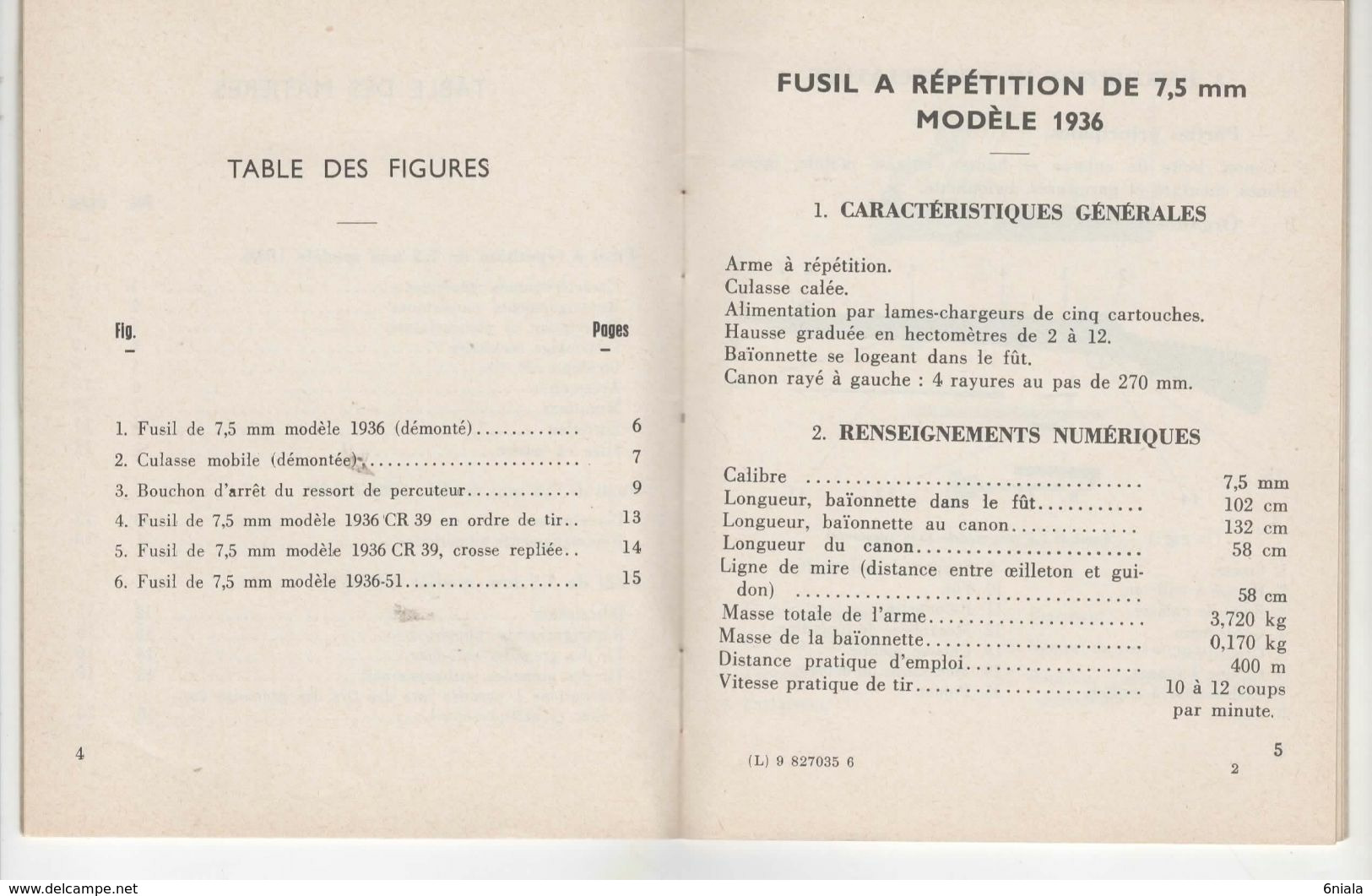 1862  Guide Technique FUSIL Répétition 7.5 Mm Modèle 1936, 36 CR  39 , M 1936 /51 MILITAIRE MILITARIA  ARME - French
