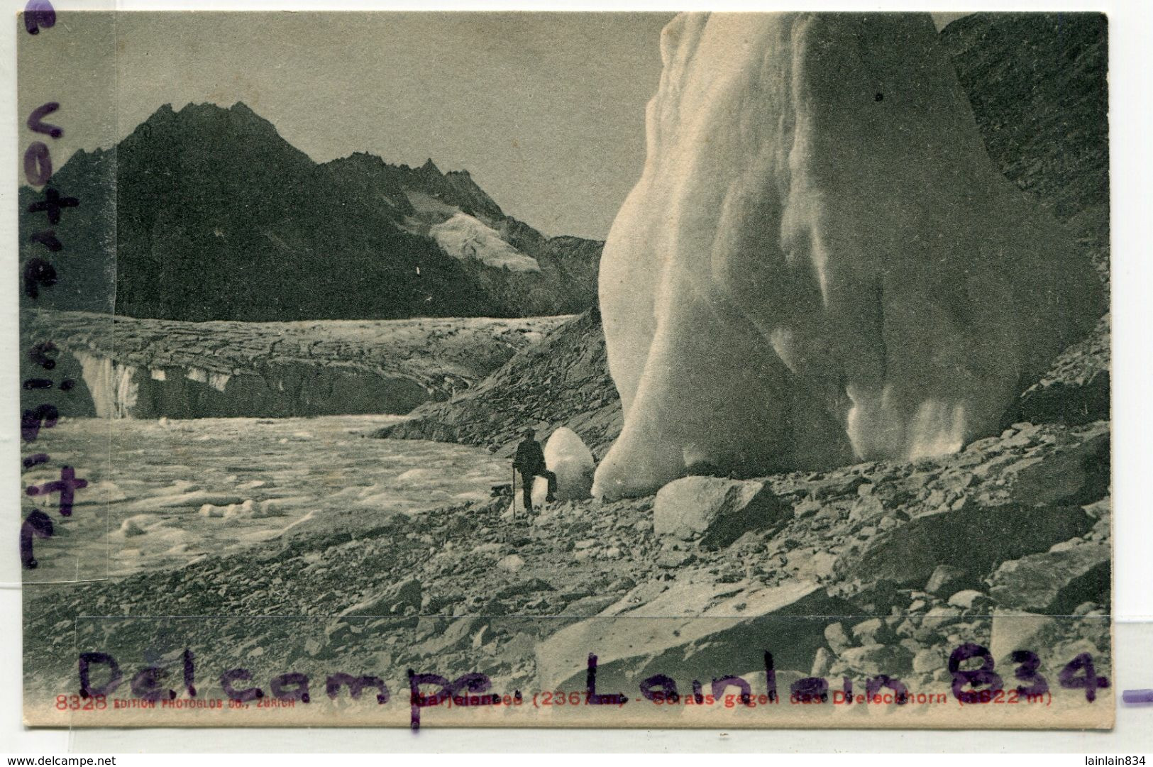 - 8328 - ( Valais ), Marjelensee, Séracs Gagen Das Dreleckhorn,  épaisse, Non écrite, Glacier,TTBE, Scans. - Lens