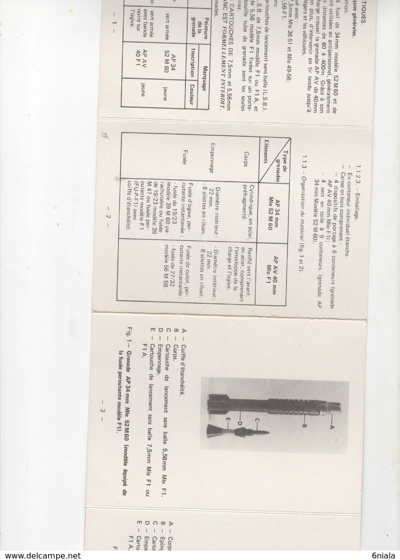 1863  Guide Technique GRENADE à FUSIL ANTIPERSONNEL 34 Mm M60 Parachutable - Frans