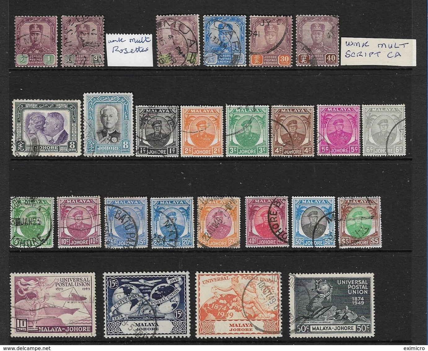MALAYA - JOHORE 1912 - 1952 FINE USED COLLECTION OF SETS, TOP VALUES AND KEY VALUES FINE USED Cat £97+ - Johore