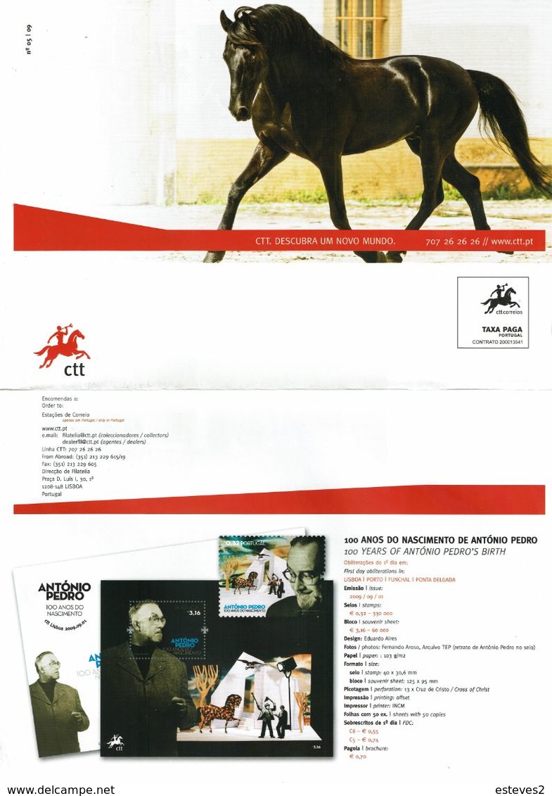 Portugal 2009 , Brochure , Pagela , Antonio Pedro , Jazz , D. Afonso Henriques , Lusitano Horse , Portuguese Bread - Otros & Sin Clasificación