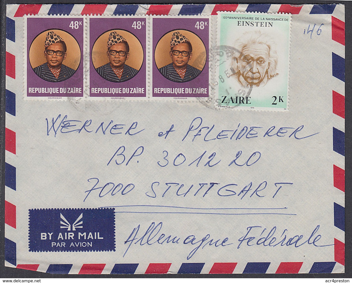 Ca5221 ZAIRE 1986, Mobutu & Einstein Stamps On Kinshasa Cover To Germany - Oblitérés