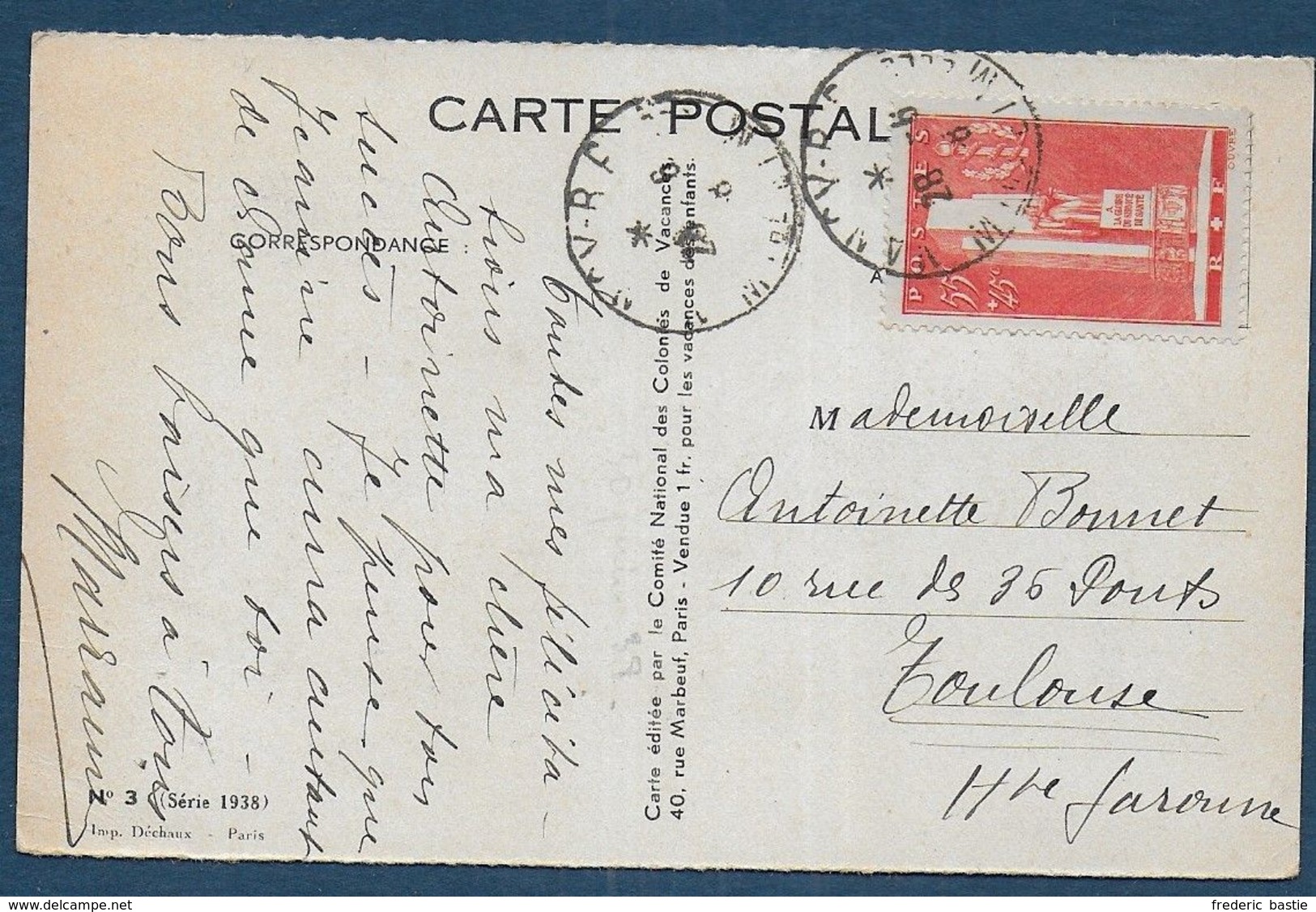 France - N° 395 Seul Sur Carte - 1921-1960: Modern Period