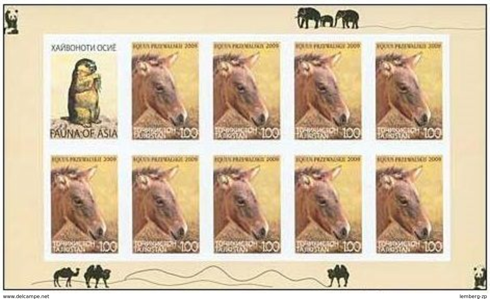 2069 - Tajikistan - 2009 - Animals Fauna Of Asia - 8 M/S Of 9v + 1 Label - Imperforated - MNH - Lemberg-Zp - Tajikistan