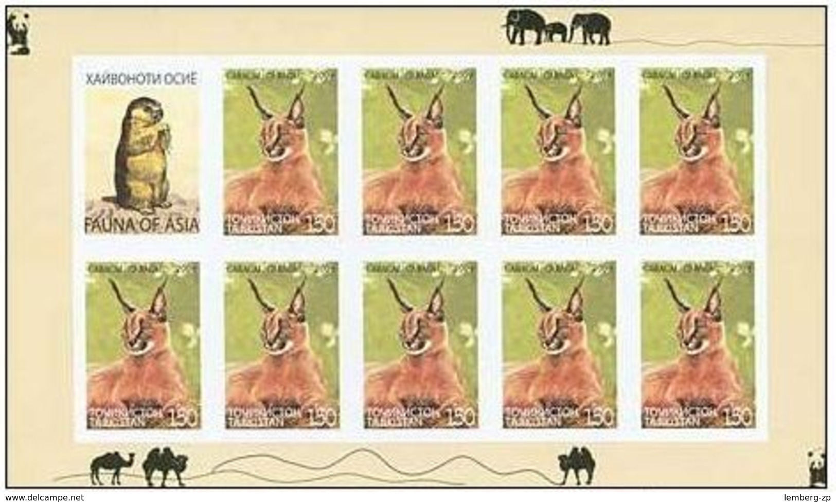 2069 - Tajikistan - 2009 - Animals Fauna Of Asia - 8 M/S Of 9v + 1 Label - Imperforated - MNH - Lemberg-Zp - Tajikistan